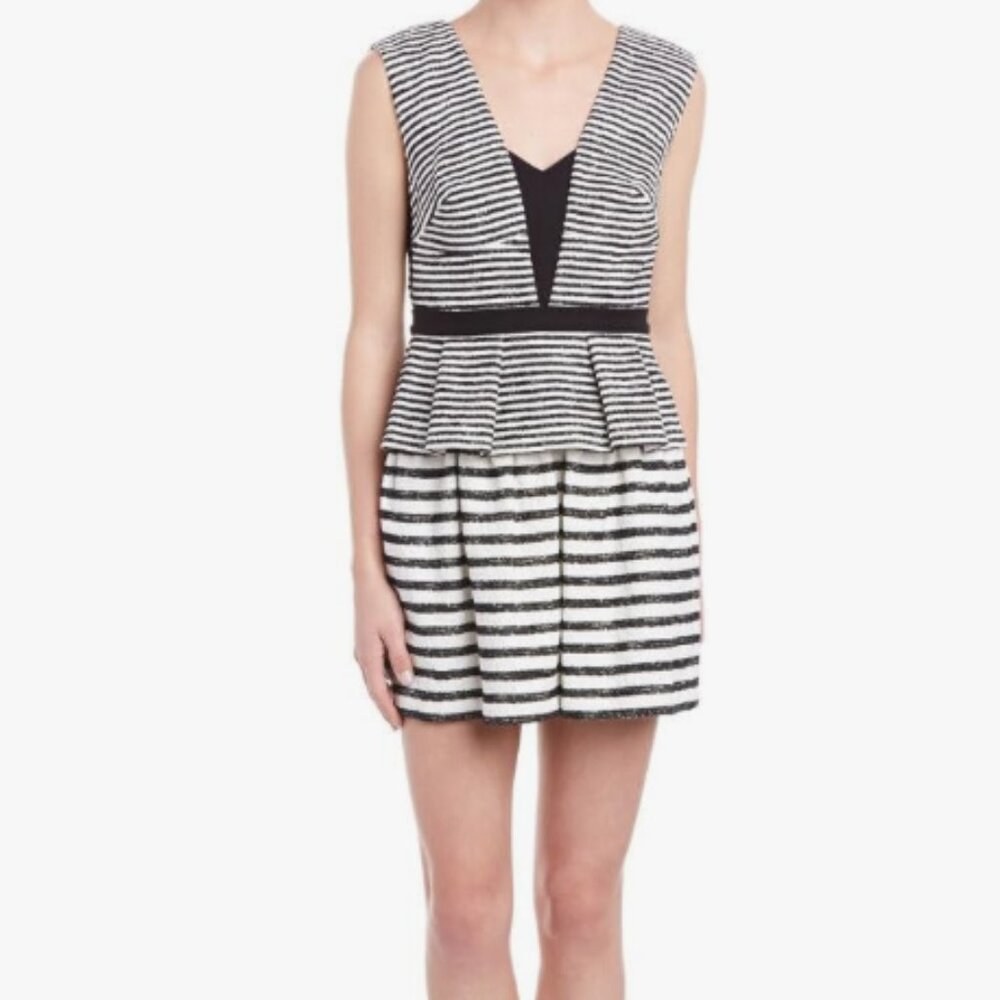 BCBG Max Azria Piper Peplum Striped Dress 6 NWT